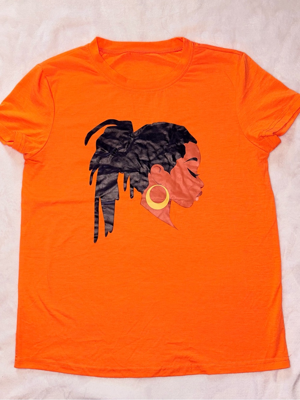 Orange Graphic Tee with Profile Silhouette